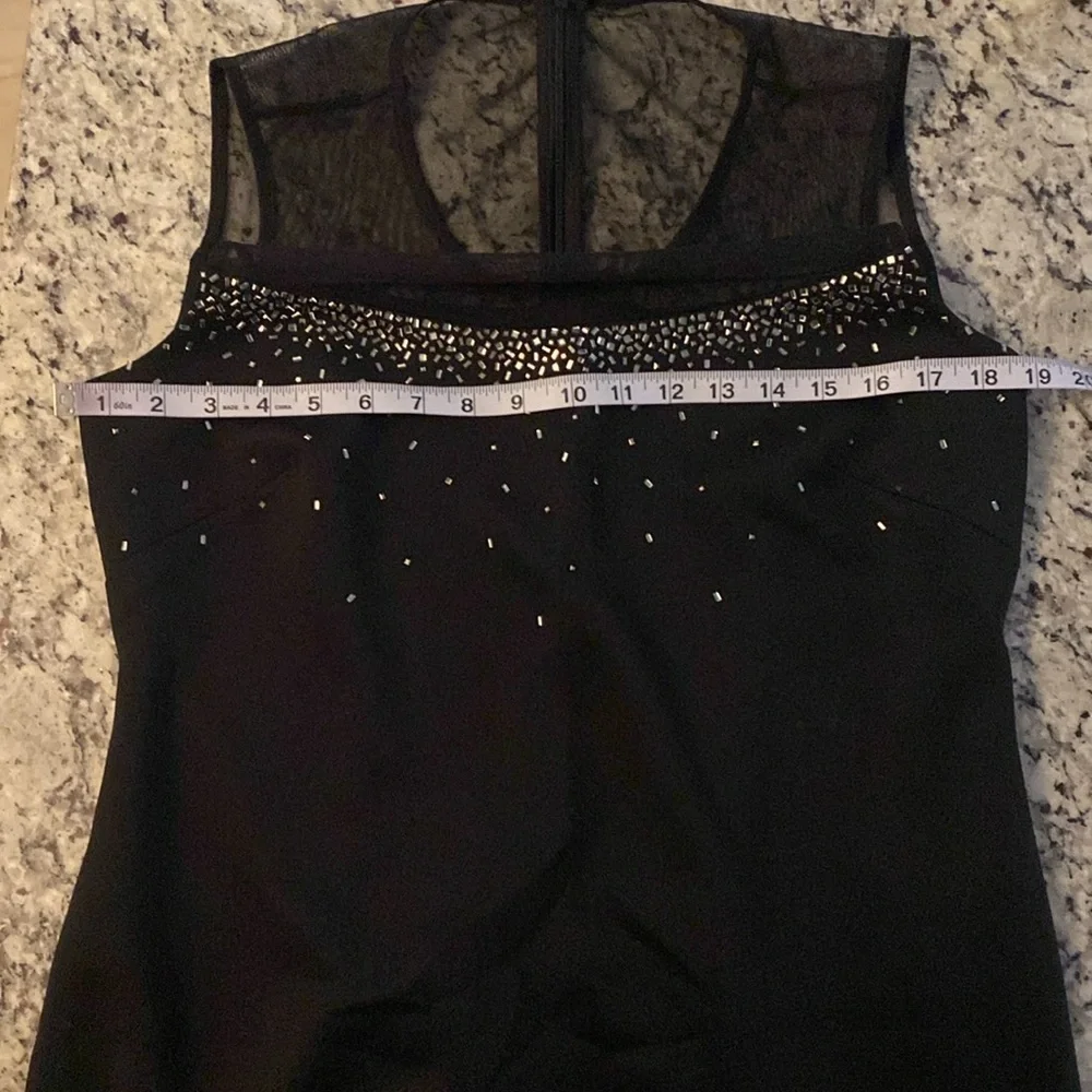 Calvin Klein black scuba mesh yoke crystal sleeveless sheath dress 12 AB22